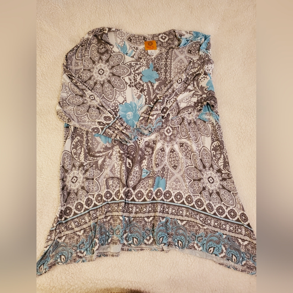 Ruby Rd Size 1x, Blue And Gray Sharkbite 3/4 Leng… - image 1